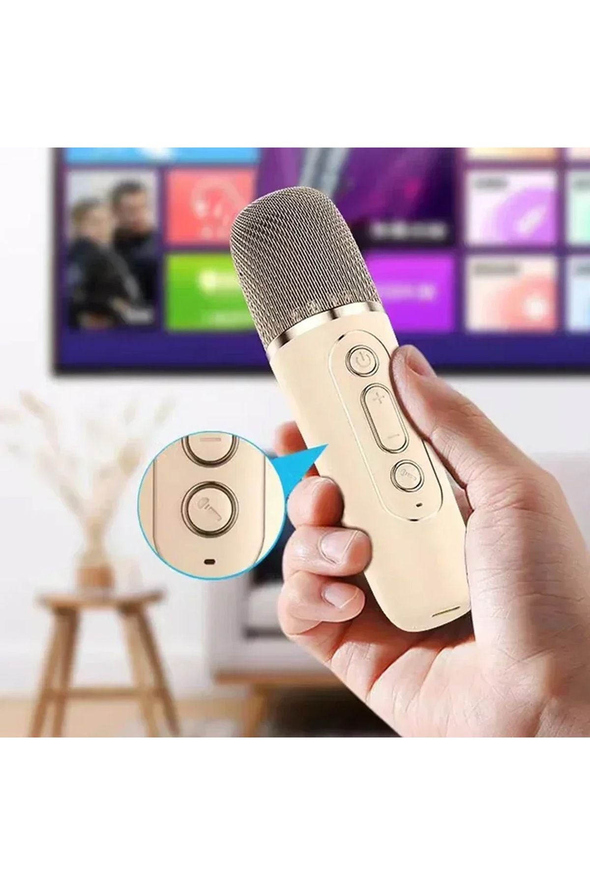 Mini Kablosuz Bluetooth Karaoke Hoparlör Kareoke Makinesi Çocuklar İçin Evde Karaoke Seti - Görsel 5