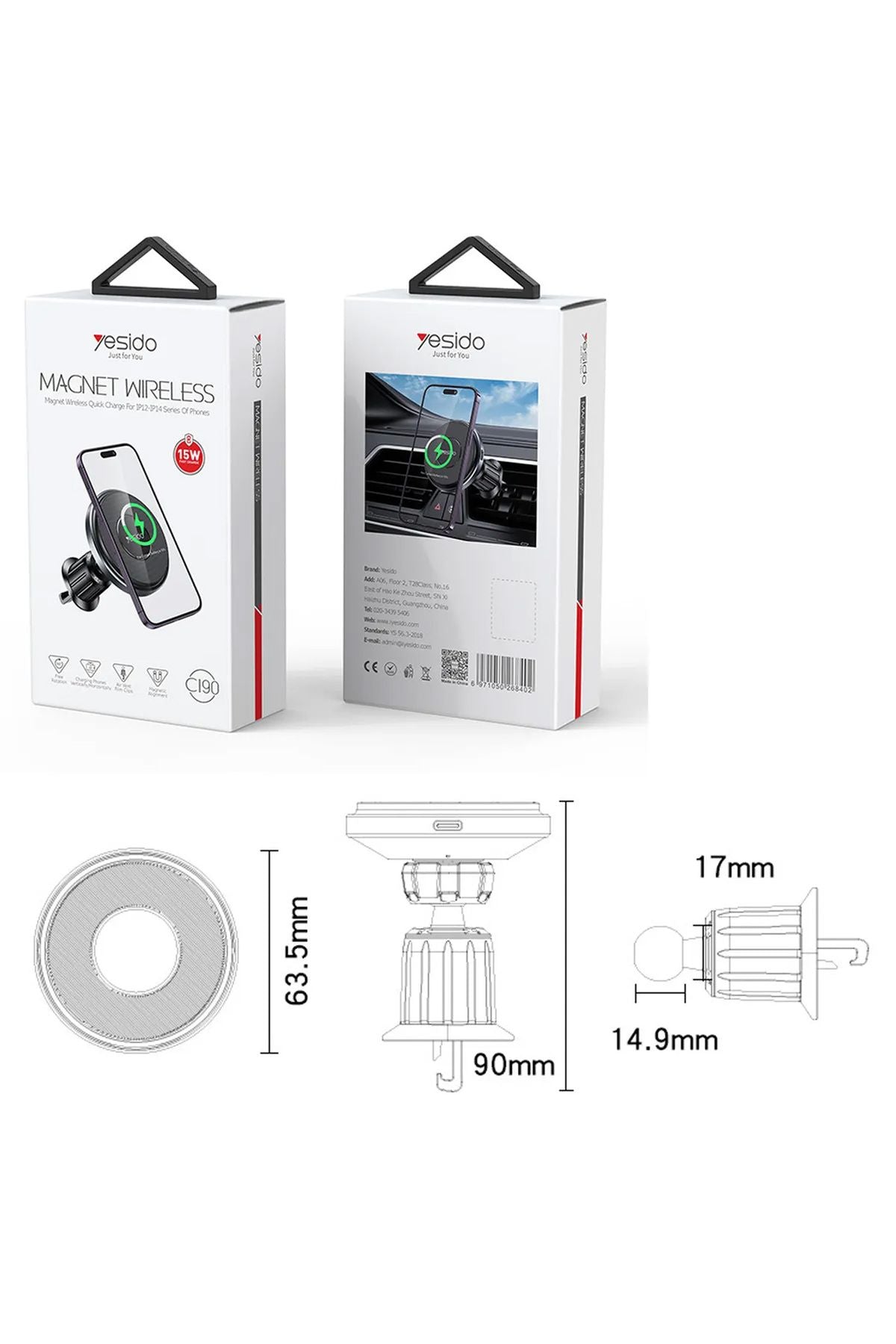 Volkswagen Passat Caddy Transporter Golf Torpido Havalandırma Magsafe Şarjlı Telefon Tutucusu - Görsel 5