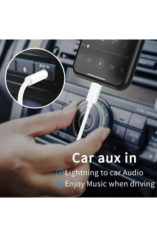 iPhone 11 12 13 14 Uyumlu Araç AUX Ses Kablosu 1 metre Lightning 3.5mm Jack - Görsel 3