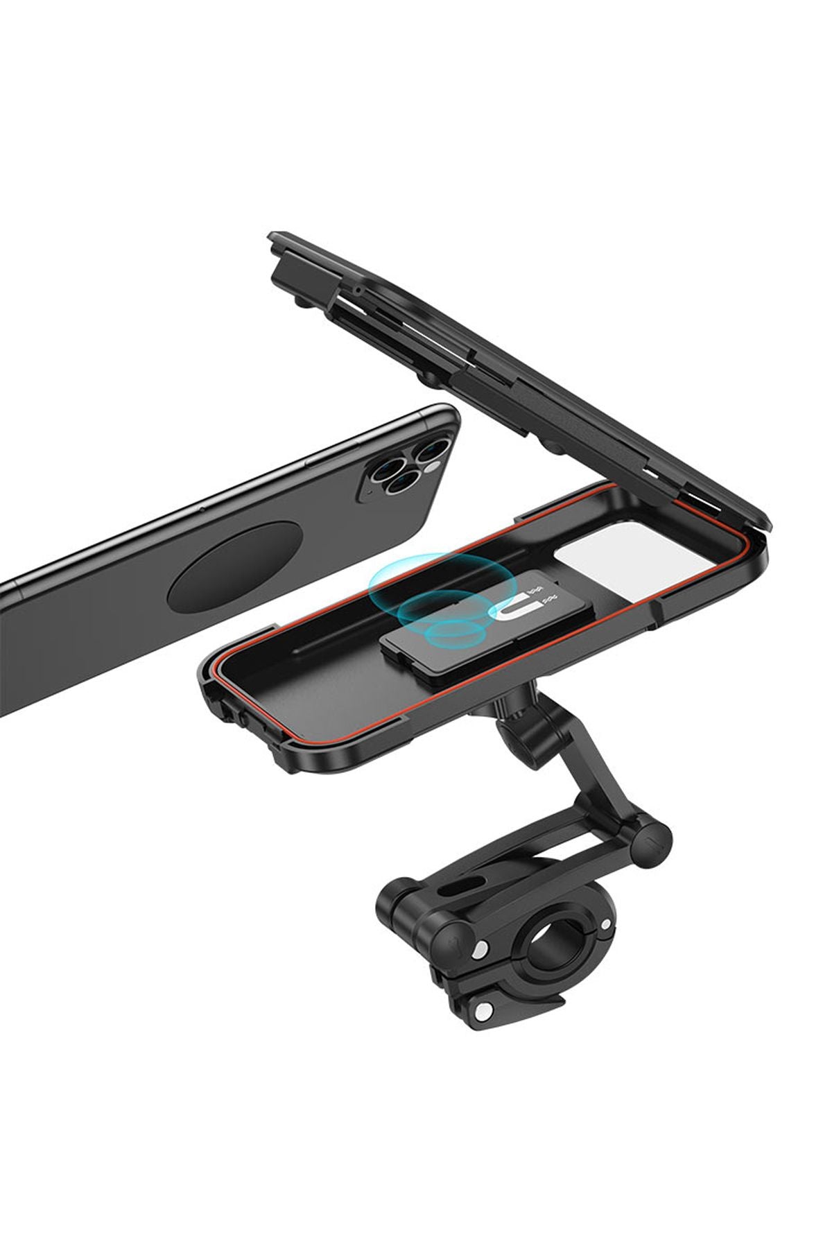 Motosiklet Scooter Telefon Tutucu Su Geçirmez Şarj Girişi Açık - Görsel 3