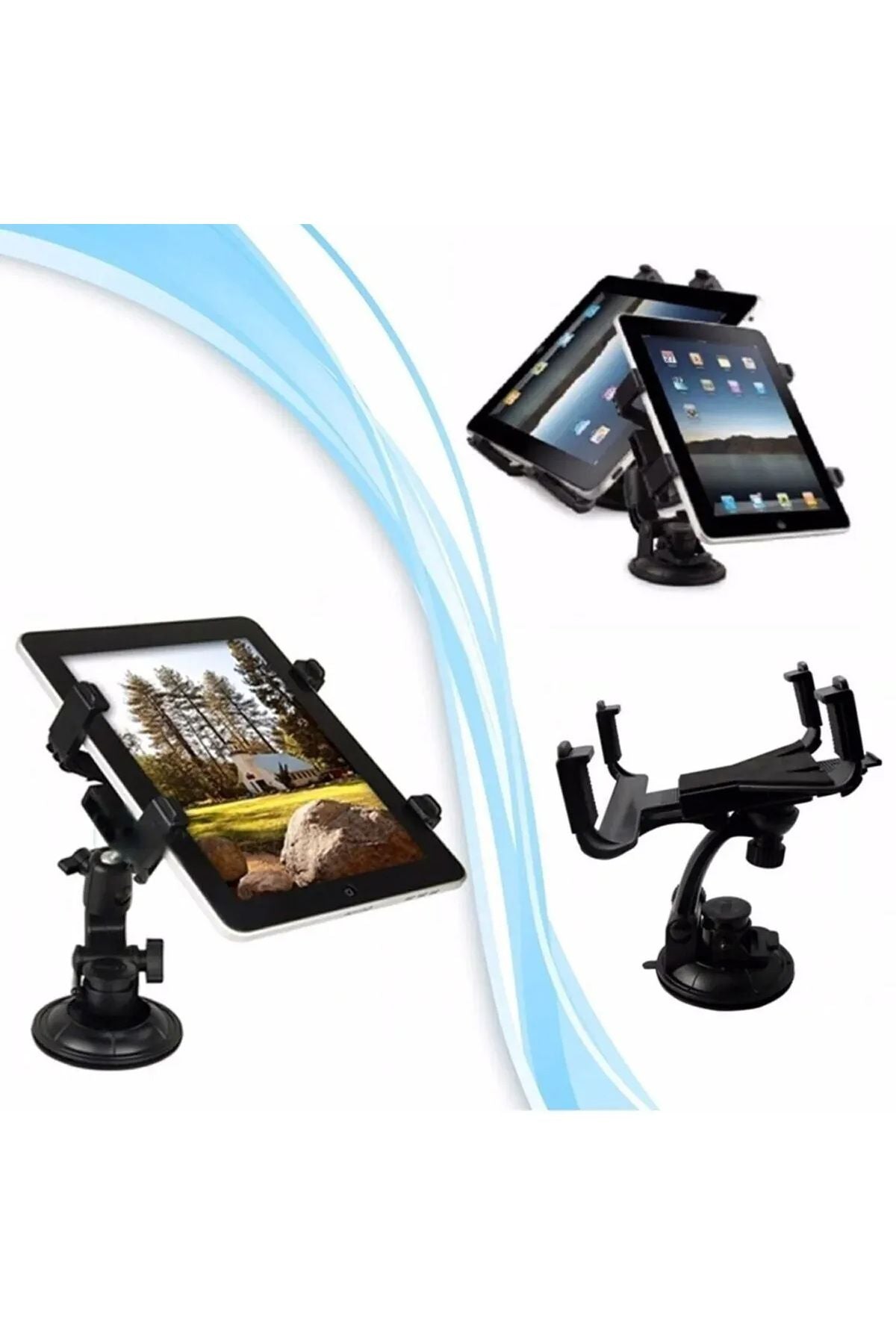 Araç İçi Tablet Telefon Tutucu Vantuzlu Güçlü Tablet Tutucu 360° Dönerli - Görsel 3