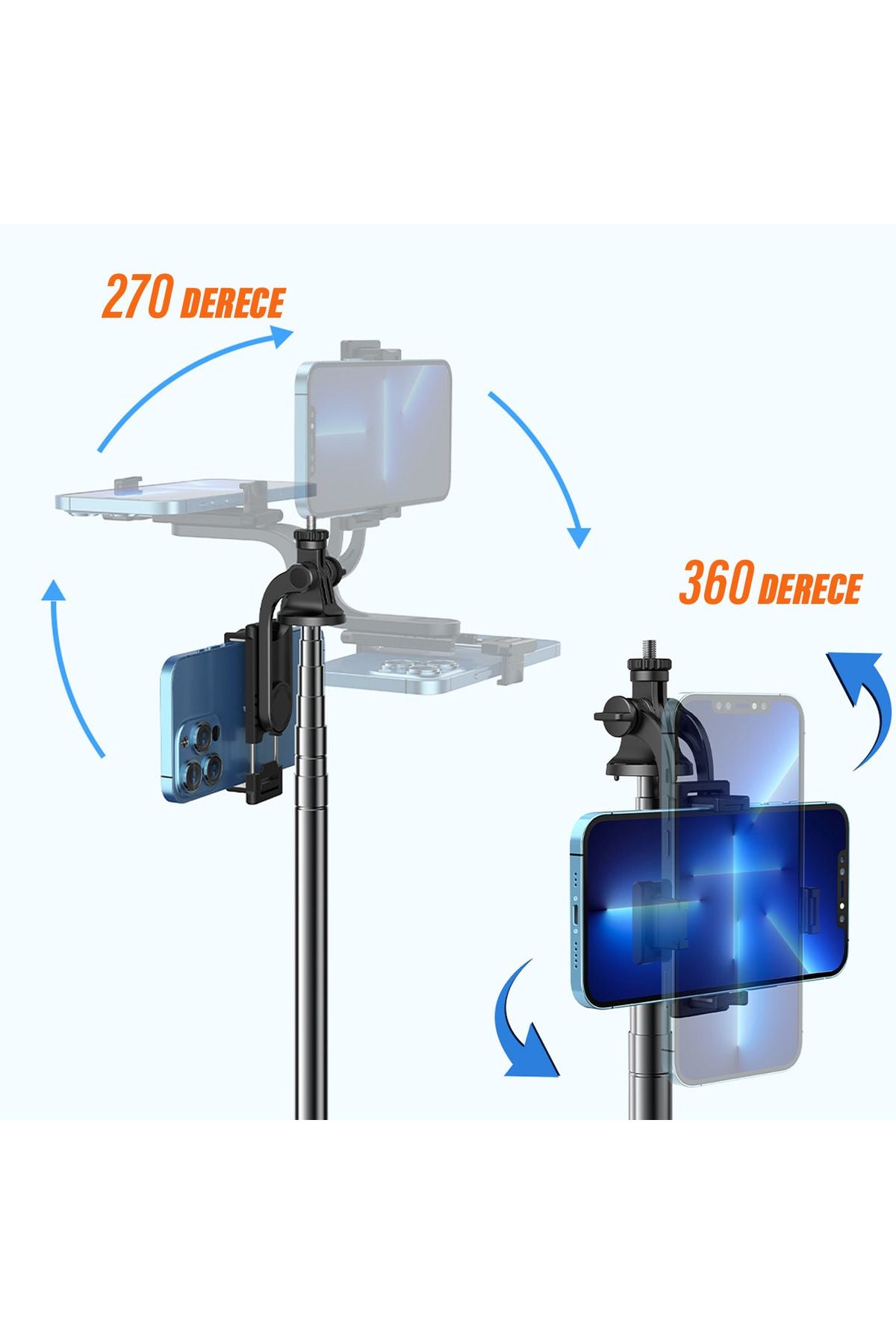 Monopod Tripod Selfie Çubuğu Bluetooh Uzaktan Kumandalı 158cm - Görsel 7