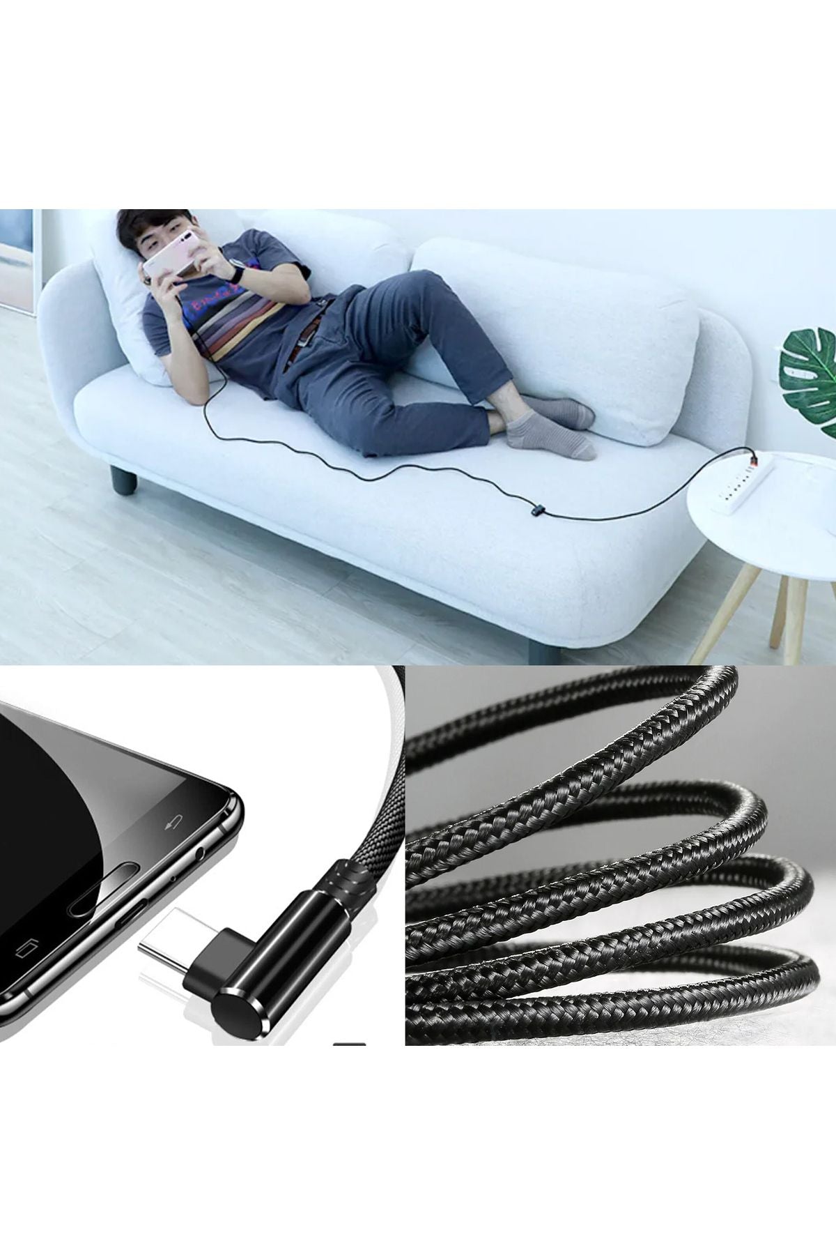 3 Metre Type-C Şarj Kablosu 3M 3 Amper Hızlı USB - TYPE C - Görsel 5