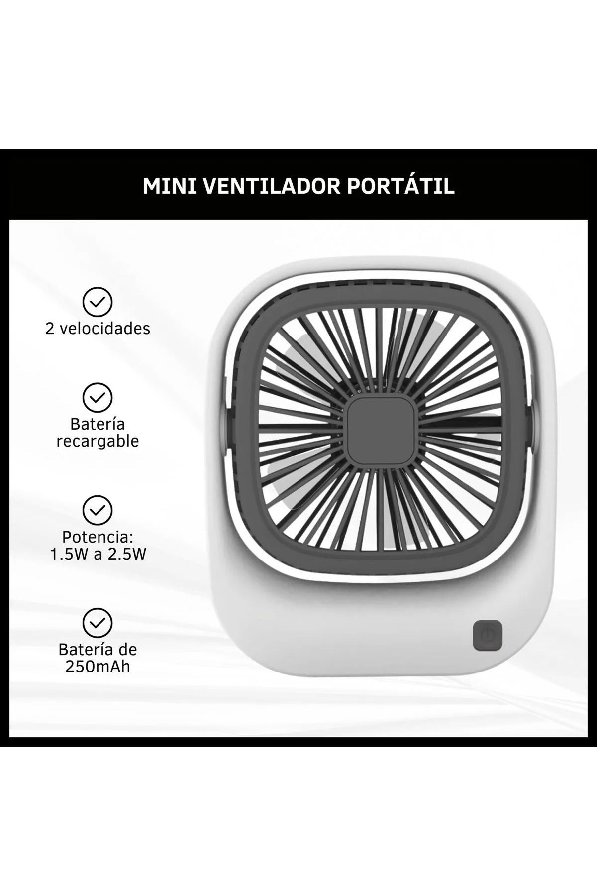 Masaüstü Taşınabilir Mini Fan Şarj Edilebilir Fan Soğutucu 3 Kademe 250 mAh Turbo Fan - Görsel 4