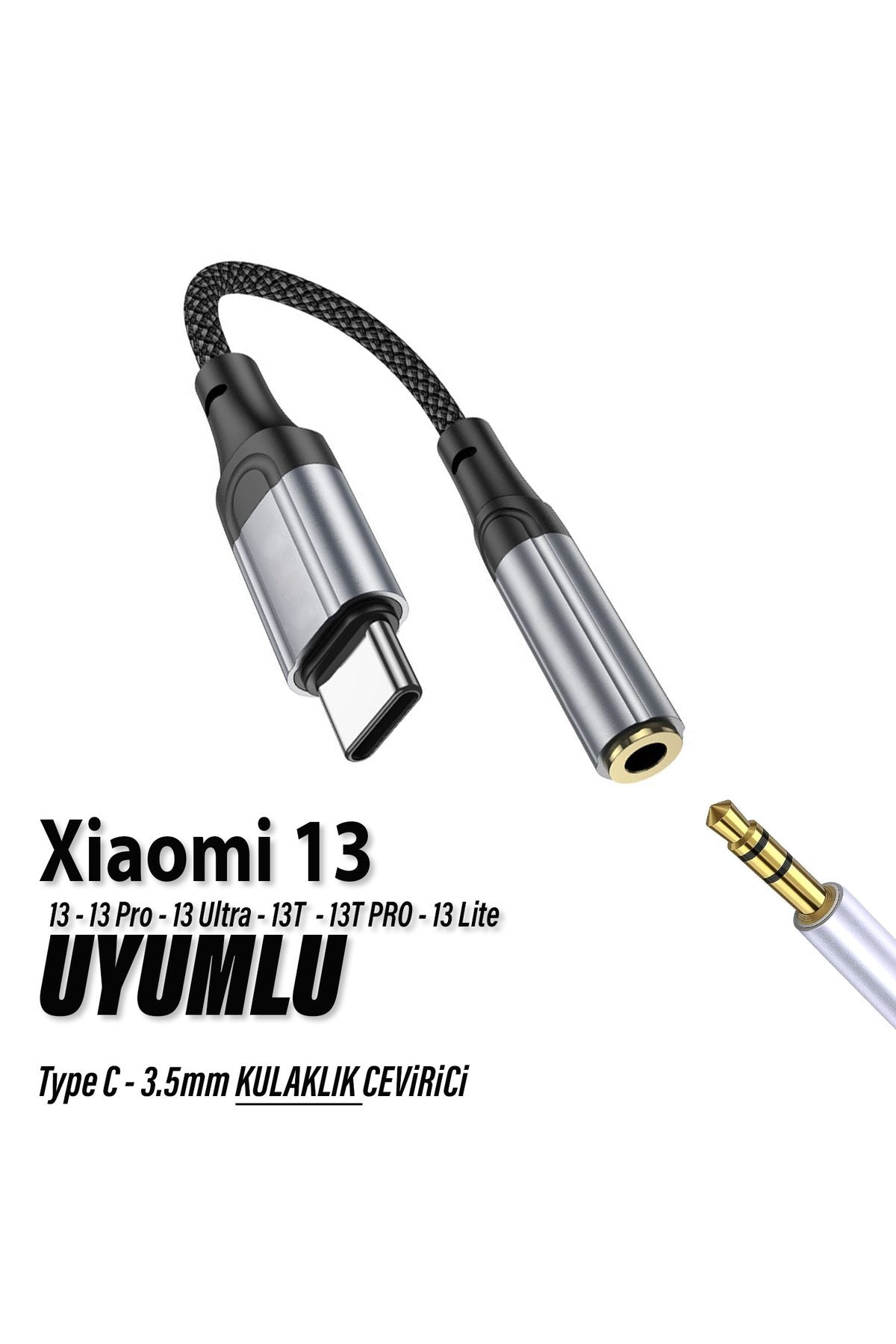 Xiaomi Mi 13 - 13 Pro - 13T - 13T Pro - 13 Lite 13 Ultra Uyumlu Kulaklık Dönüştürcü Type C AUX Çevirici
