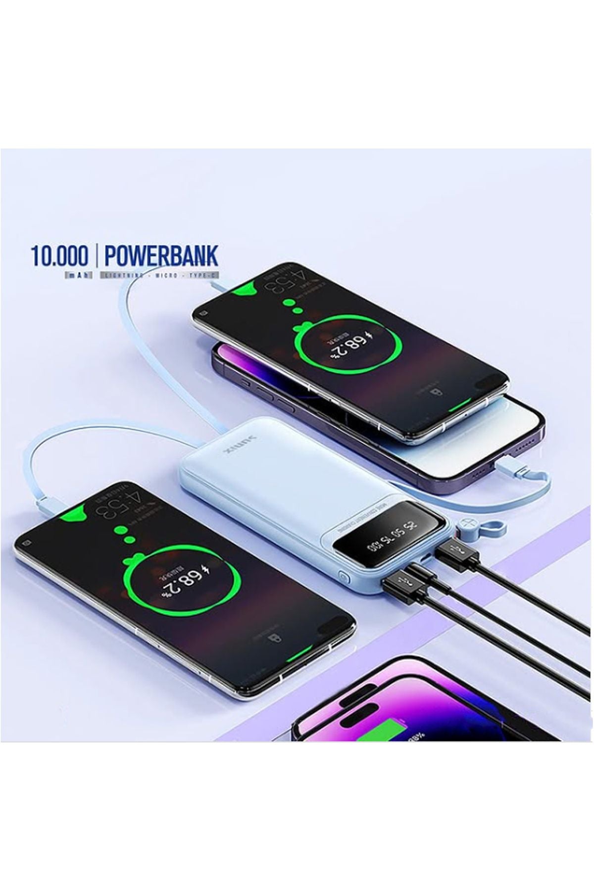 Hızlı Şarj Powerbank Type-C 37W 10000mAh Kendinden Kablolu Powerbank HIZLI - Görsel 7