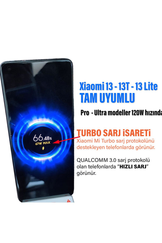 Xiaomi Mi 13 - 13T - 13 Lite Uyumlu 67W Turbo Hızlı Şarj Aleti ve Kablosu - Görsel 2