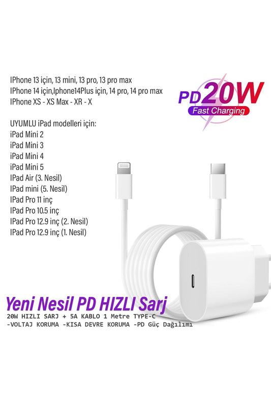 Ipad Pro 10.5 Uyumlu HIZLI Şarj Aleti Adaptör 20W Ligtning Şarj Kablosu A1709 - A1701 Uyumlu - Görsel 2