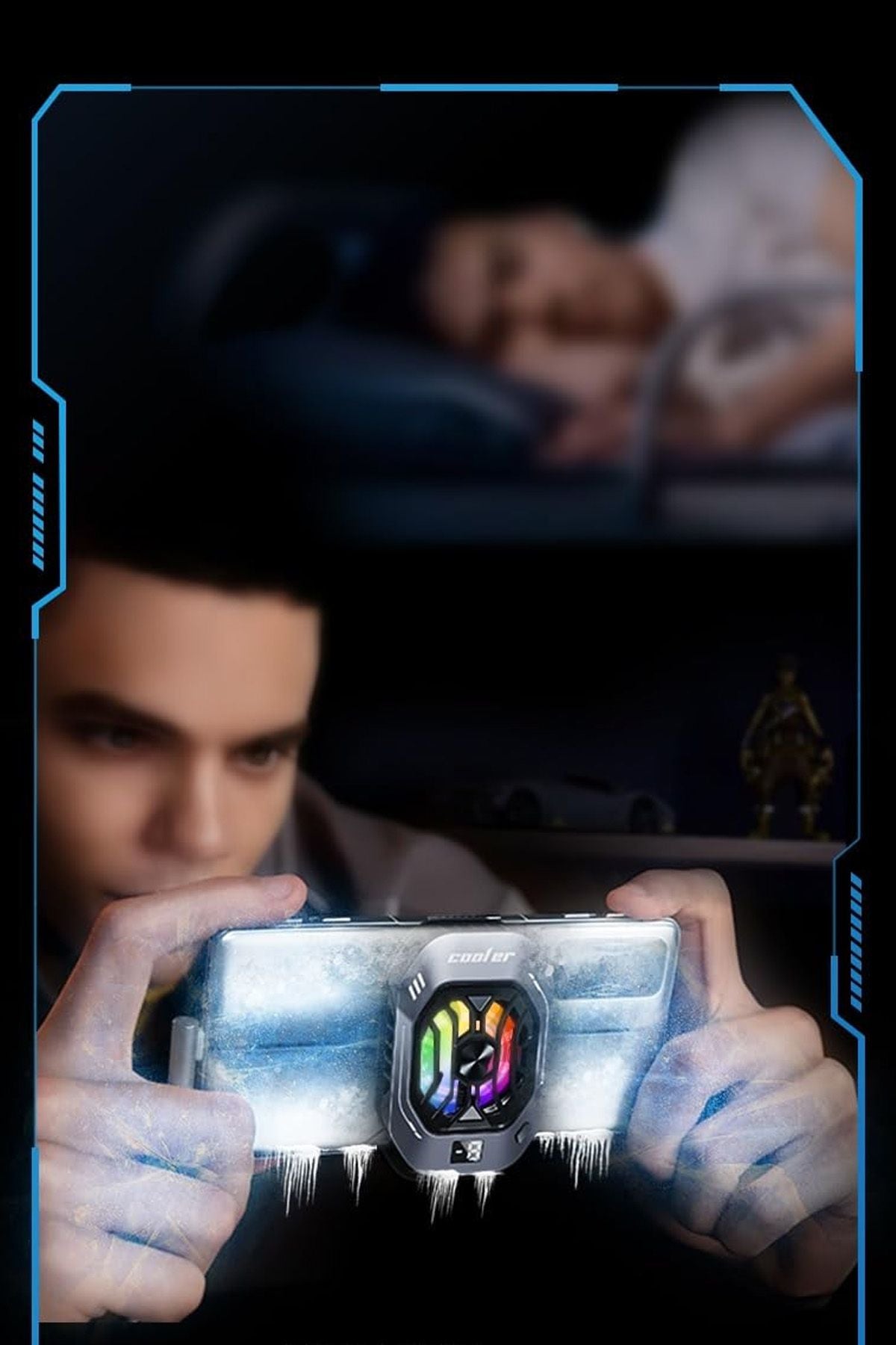 Gaming Telefon Hava Soğutma Fanı Radyatör Fan RGB Led Telefon Soğutucu Tak Çalıştır E Sporcu Fan - Görsel 6