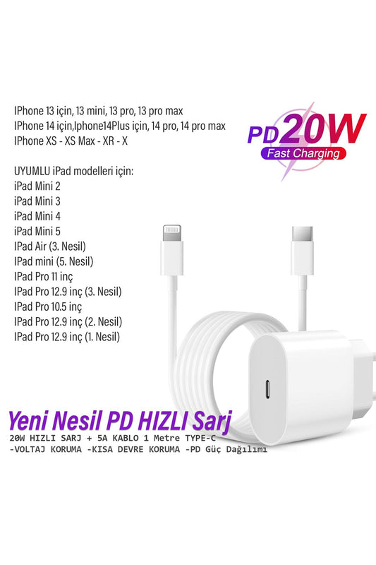 iPad Mini 5 Mini 4 Mini 3 - 2 Tablet Uyumlu 20W HIZLI Şarj Aleti Adaptörü 20W Ligtning Şarj Kablosu - Görsel 2