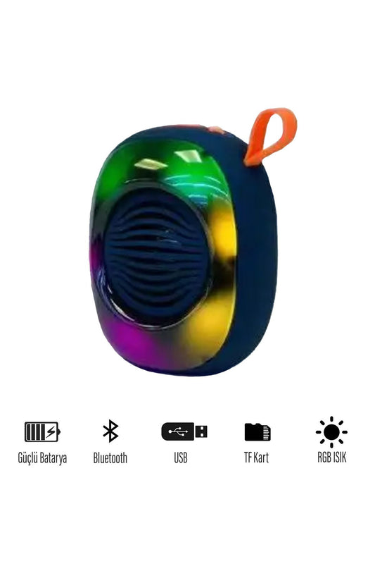 Kablosuz Bluetooth Hoparlör 5W RGB Led Işıklı Speaker Ses Bombası 1200 mAh Güçlü Ses Kalitesi - Görsel 2