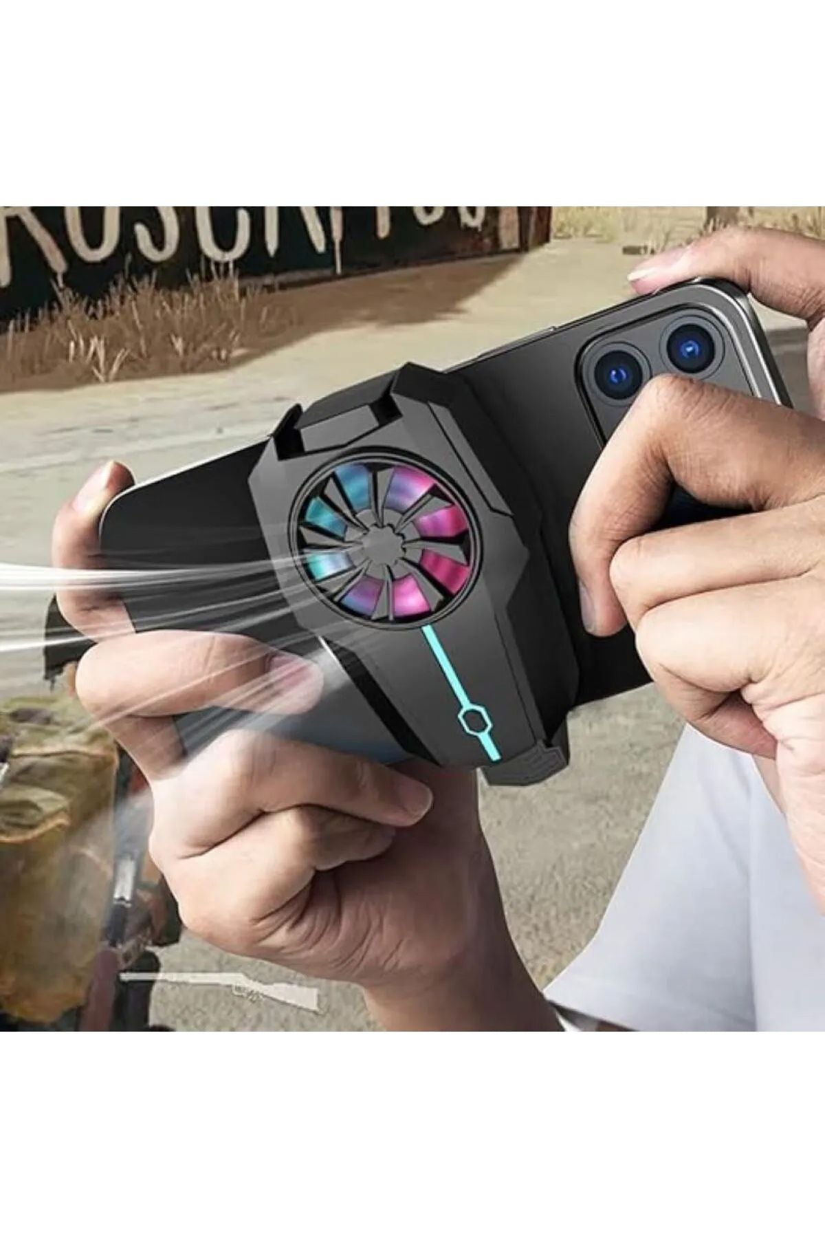 3 Kademeli Şarjlı Gaming Telefon Hava Soğutma Fanı Metal Soğutucu İos Android Pubg Uyumlu 800 mAh - Görsel 6