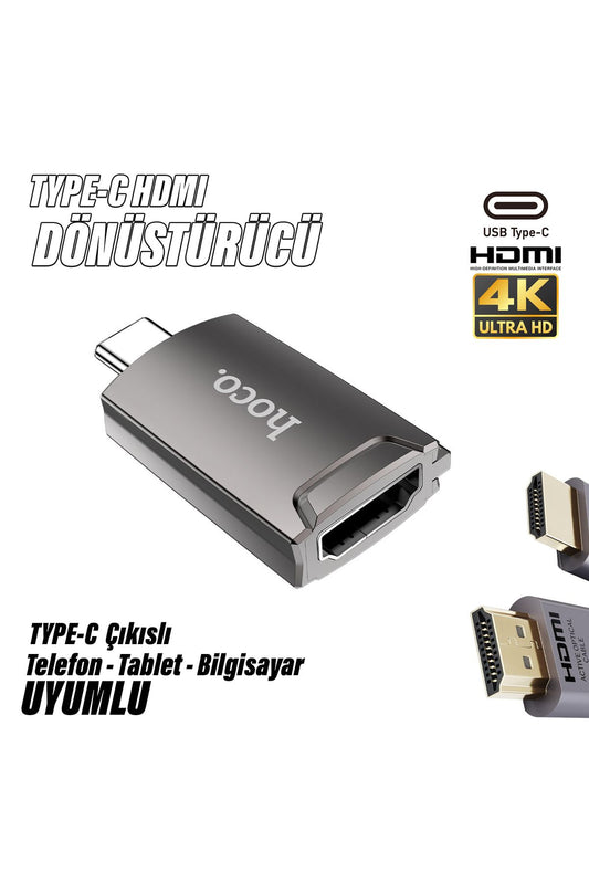 Type-C Hdmi Çevirici Dönüştürücü 4K Görüntü Aktarımı Adaptör Telefon Tablet Uyumlu - Görsel 2