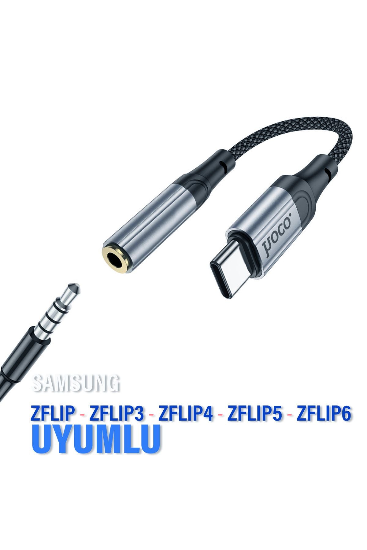 Samsung ZFlip - ZFlip3 - ZFlip4 - ZFlip5 - ZFlip6 3.5mm Jack Aparat Çevirici Kulaklık Dönüştürücü Type-c
