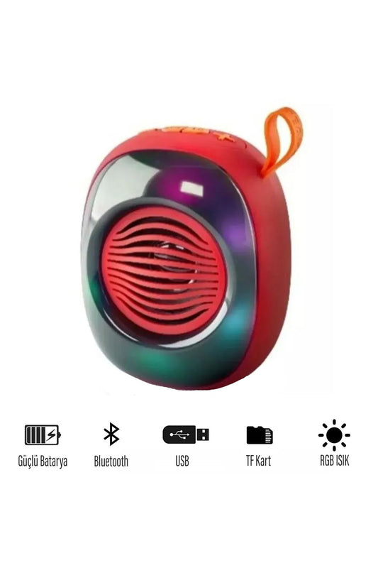 Kablosuz Bluetooth Hoparlör 5W RGB Led Işıklı Speaker Ses Bombası 1200 mAh Güçlü Ses Kalitesi - Görsel 2