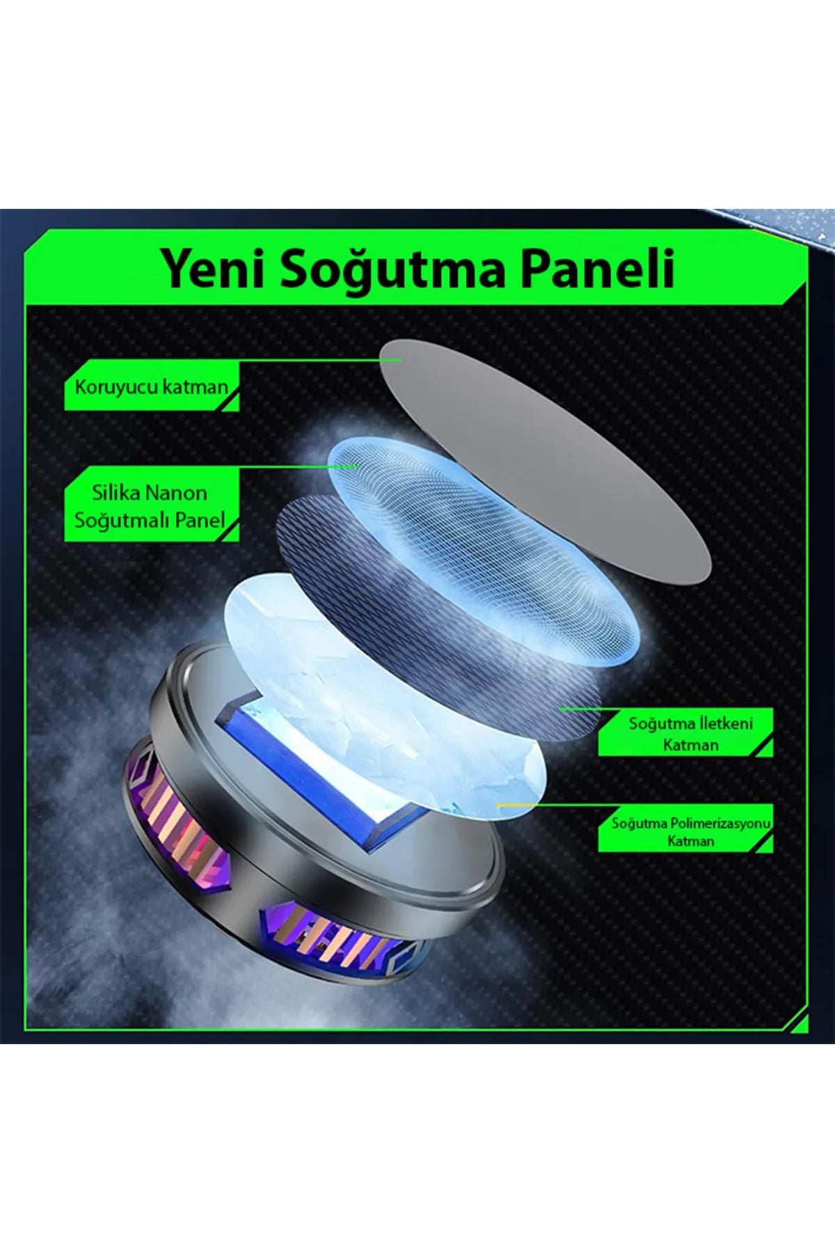 Manyetik Gaming Cep Telefon Hava Soğutma Fanı Metal Radyatör Soğutucu İos Android Pubg Gaming Uyumlu - Görsel 7