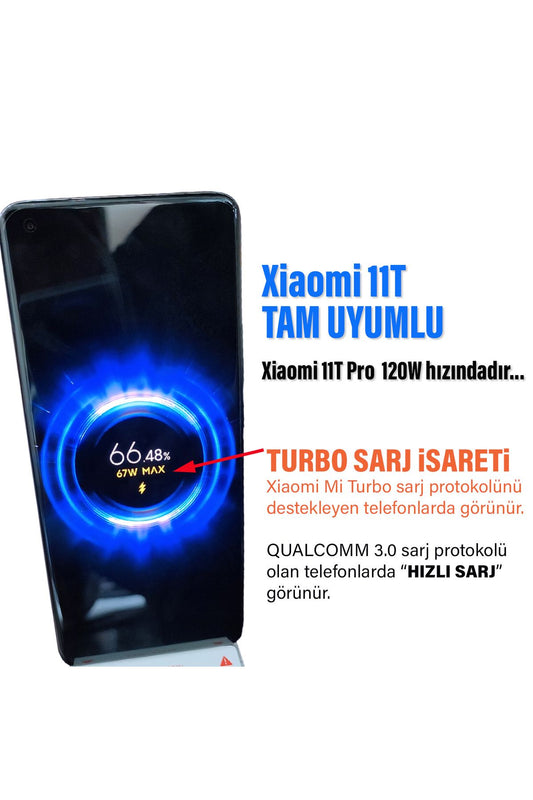 Xiaomi 11T Uyumlu 67W Turbo Hızlı Şarj Aleti ve HIZLI Şarj Kablosu - Görsel 2