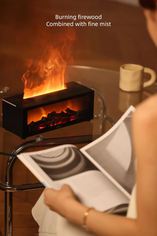 Şömine Görünümlü Alev Efektli Hava Nemlendirici 3D Alev Aroma Difüzörü Aroma Terapi Buhar Makinesi - Görsel 2