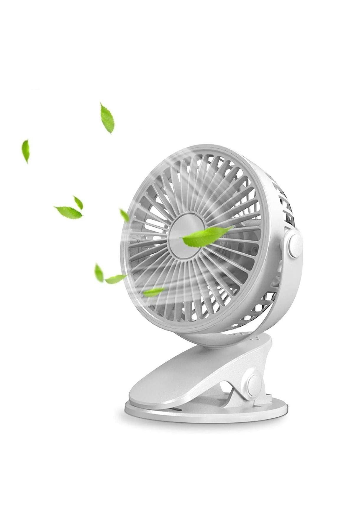 Masaüstü Şarjlı Mandallı 360° Dönen Mini Fan Vantilatör Şarjlı Klipsli Soğutucu 3 Kademe 8000 RPM