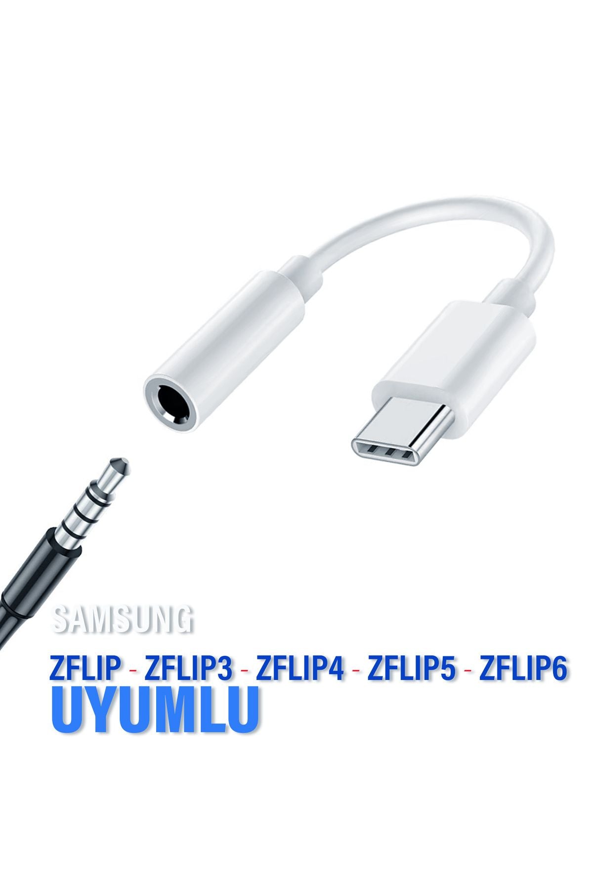 Samsung Z Flip - Z Flip 3 - Z Flip 4 - Z Flip 5 - Z Flip 6 3.5mm Jack Aparat Çevirici Kulaklık Dönüştürücü Type-c