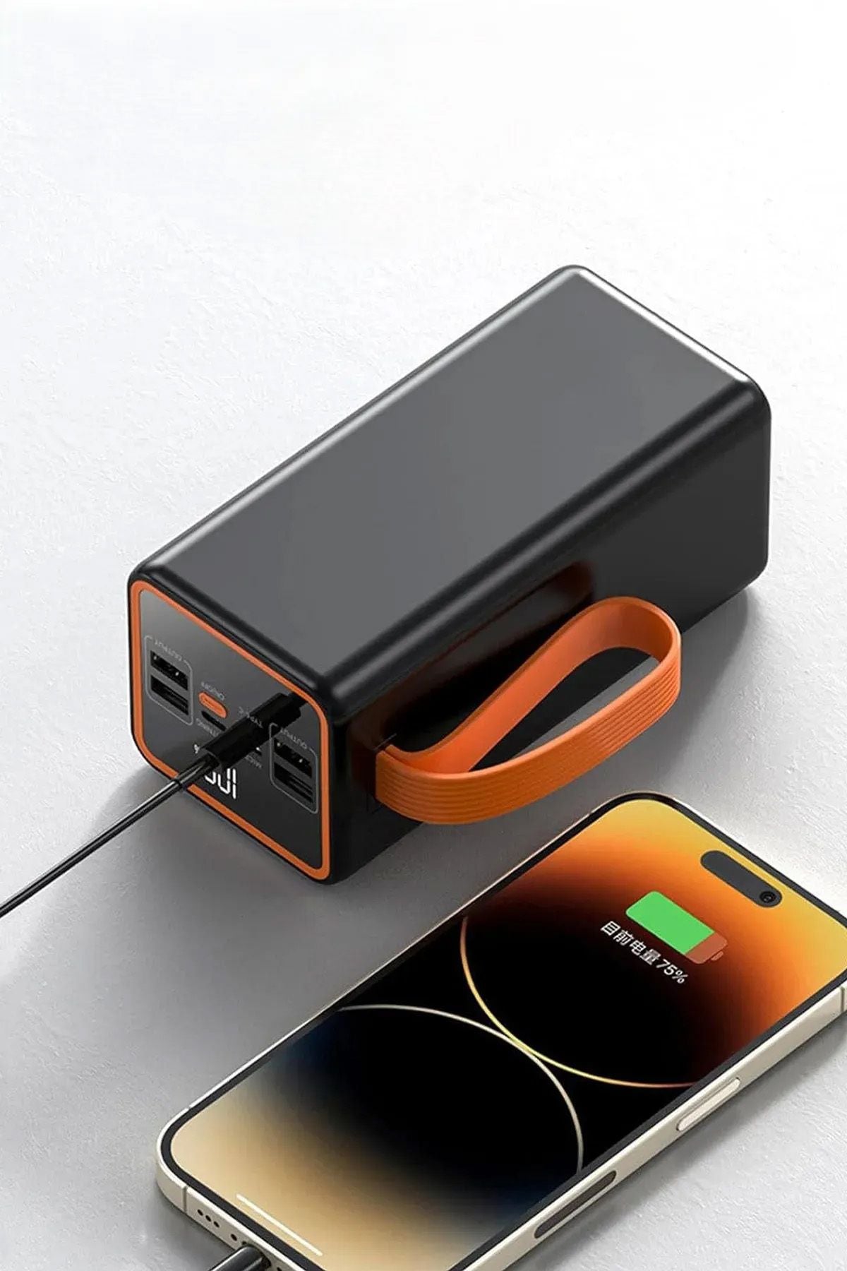 50000mAh Hızlı Şarj Powerbank 22.5W Askılı Powerbank Kamp Led Işıklı 4xUSB 1x Type-C/Lightning/Micro - Görsel 5