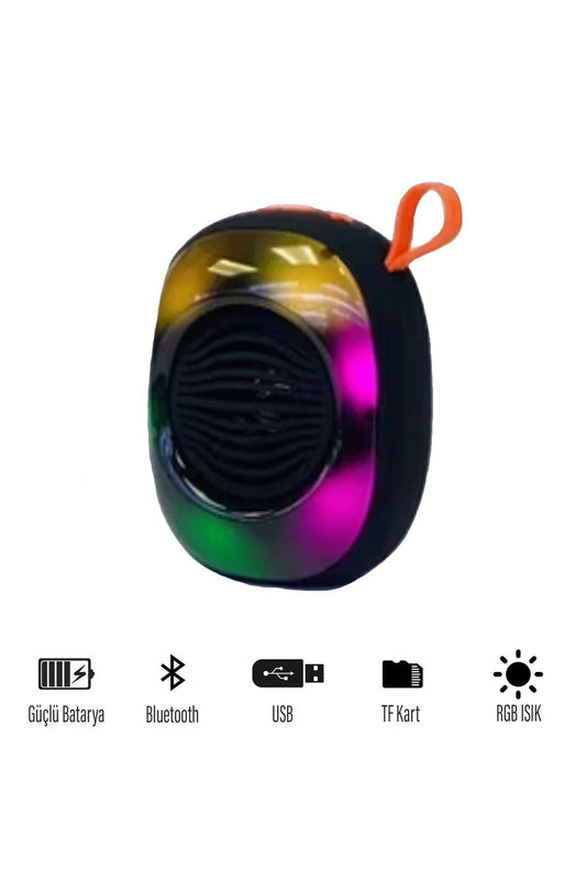 Kablosuz Bluetooth Hoparlör 5W RGB Led Işıklı Speaker Ses Bombası 1200 mAh Güçlü Ses Kalitesi - Görsel 2