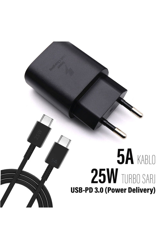 Samsung Note 20 Note 20 Ultra Şarj Aleti ve Kablosu 25W HIZLI Şarj Type C Kablo - Görsel 2