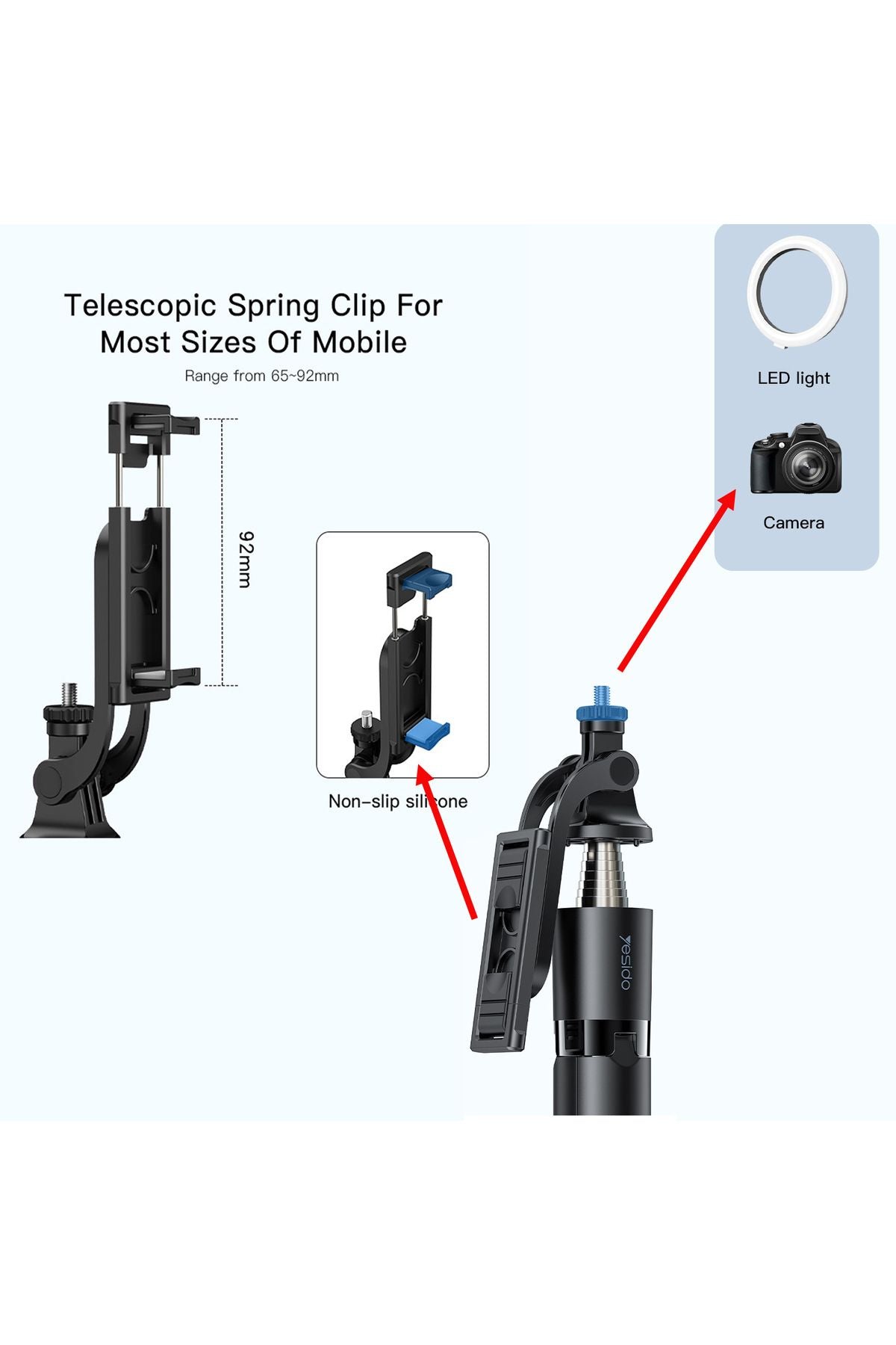 Monopod Tripod Selfie Çubuğu Bluetooh Uzaktan Kumandalı 158cm - Görsel 6