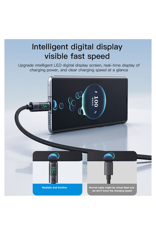 100W Type C to Type C Hızlı Şarj Kablosu 120cm Led Göstergeli 120cm 100W HIZLI - Görsel 2