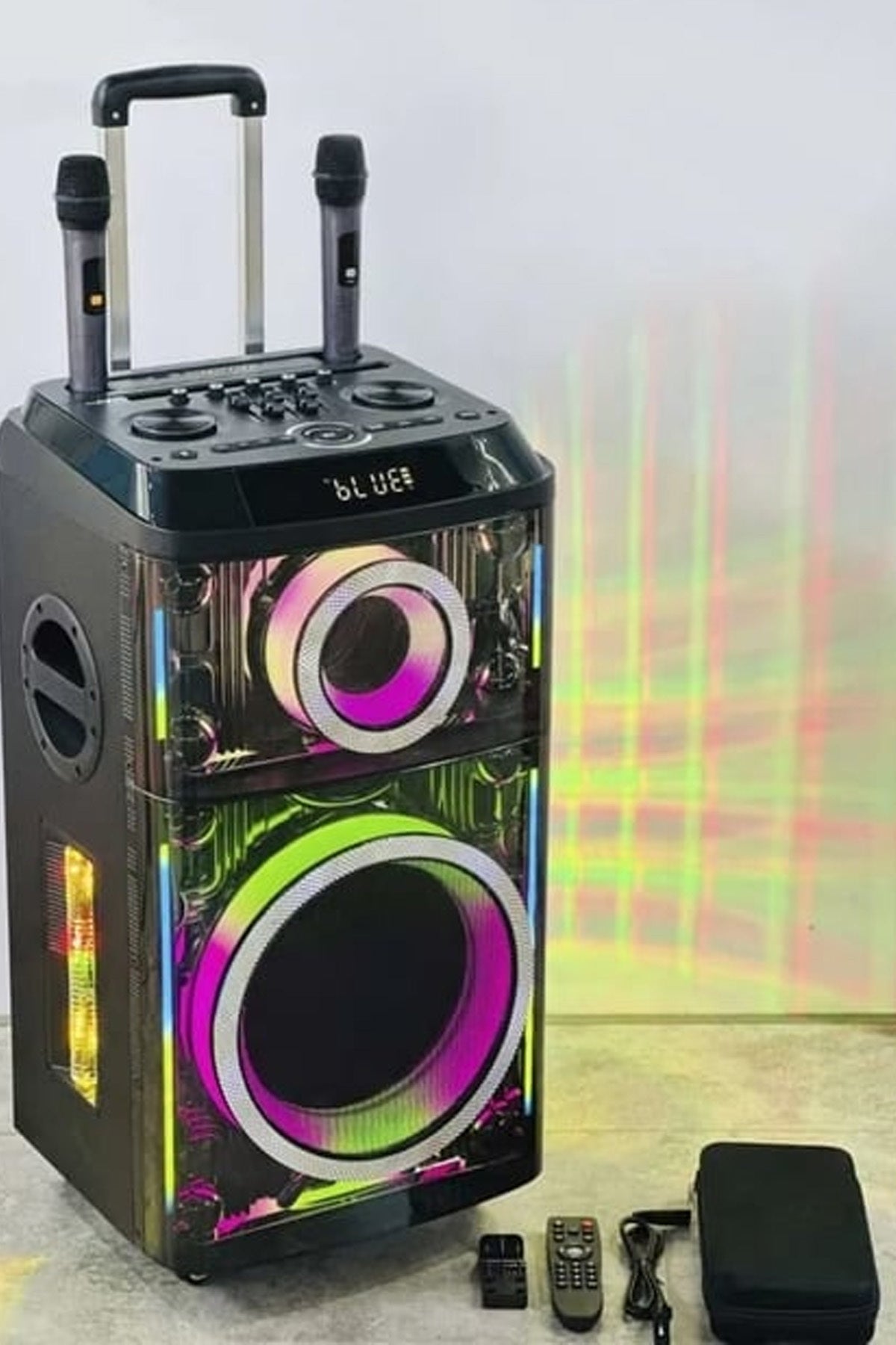 12"+1 Tweeter/Equalizer Profosyonel Bluetooth Hoparlör 60000WATTS Speaker Çift Mikrofonlu Derin Bass - Görsel 5