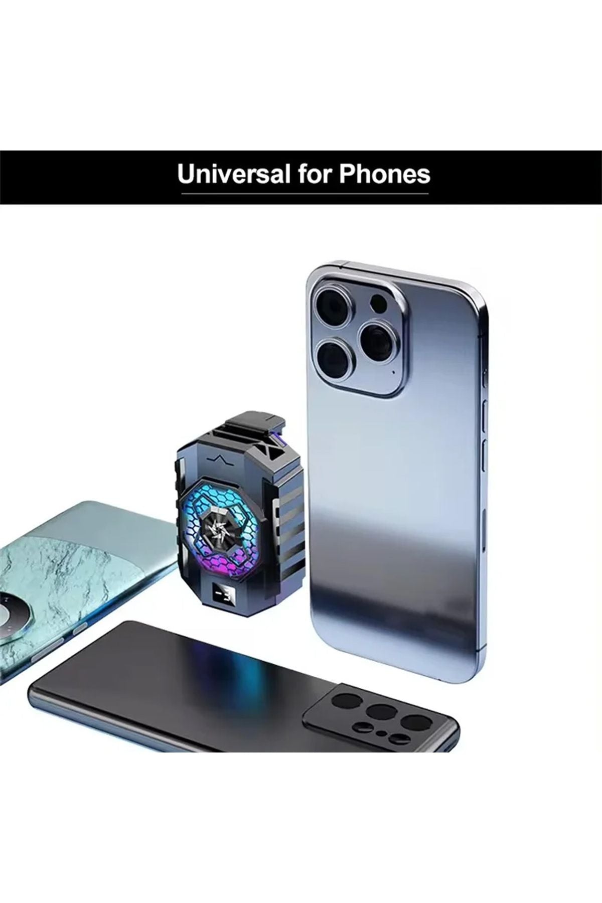Gaming Telefon Sessiz Hava Soğutma Fan Derece Gösterge 2 Kademe Radyatör Sessiz Fan Telefon Soğutucu - Görsel 7