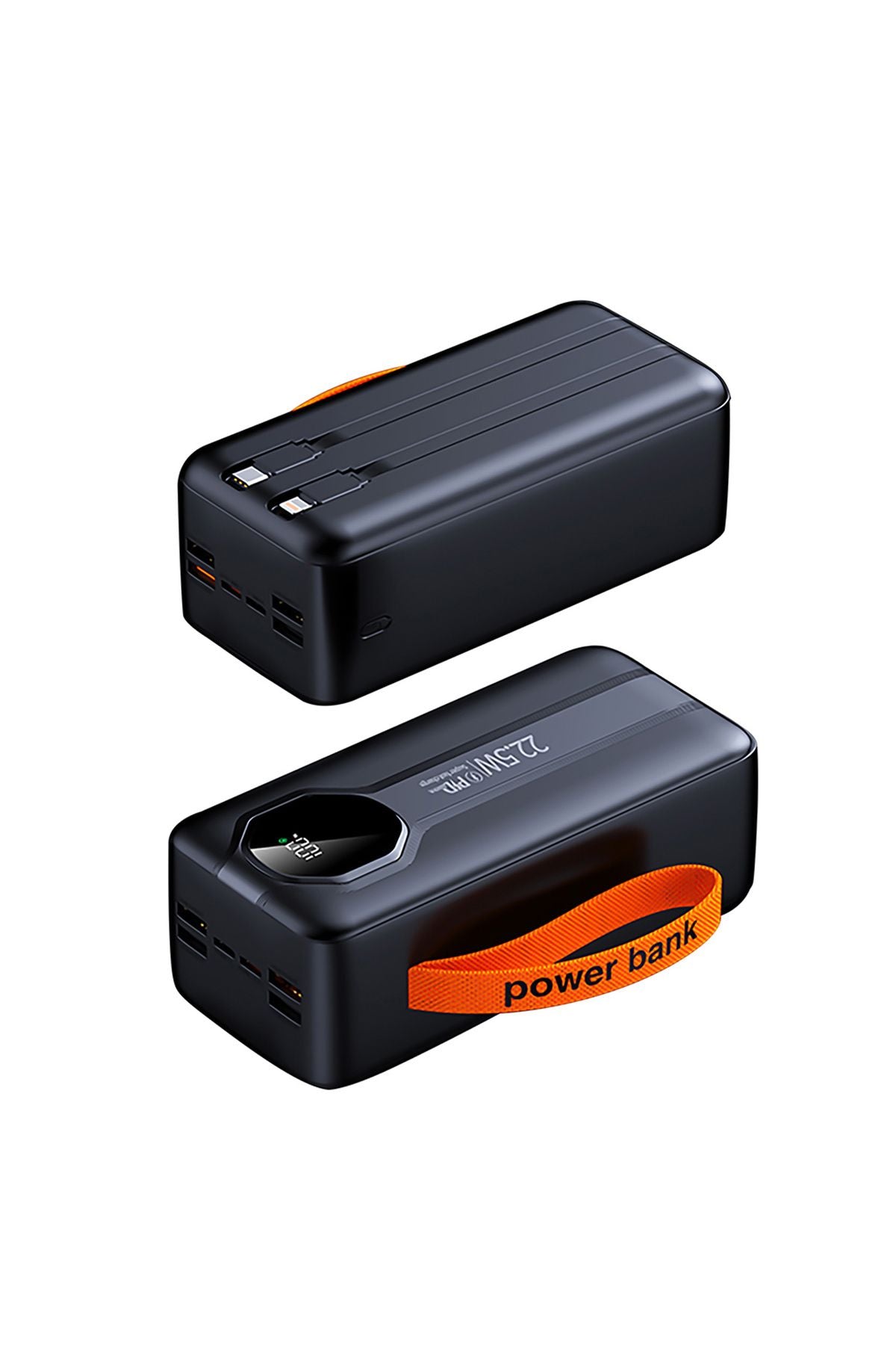 50.000 mAh Hızlı Şarj PD 22.5W Taşıma Askılı Powerbank 4x USB 2x Type-C Kendinden Kablolu Powerbank - Görsel 2