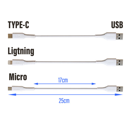 25cm USB Lightning iPhone iPad Şarj Kablosu Kısa Powerbank Kablo Subzero CL17