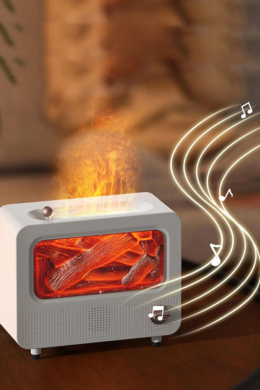 Alev Efektli Retro Hava Nemlendirici Odun Çıtırtı Sesli Aroma Difüzörü Ultrasonik Buhar Makinesi