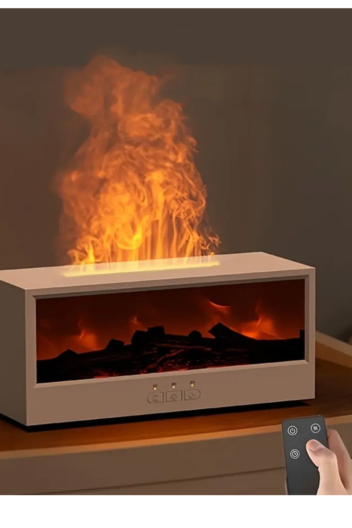 Şömine Görünümlü Alev Efektli Hava Nemlendirici 3D Alev Aroma Difüzörü Aroma Terapi Buhar Makinesi