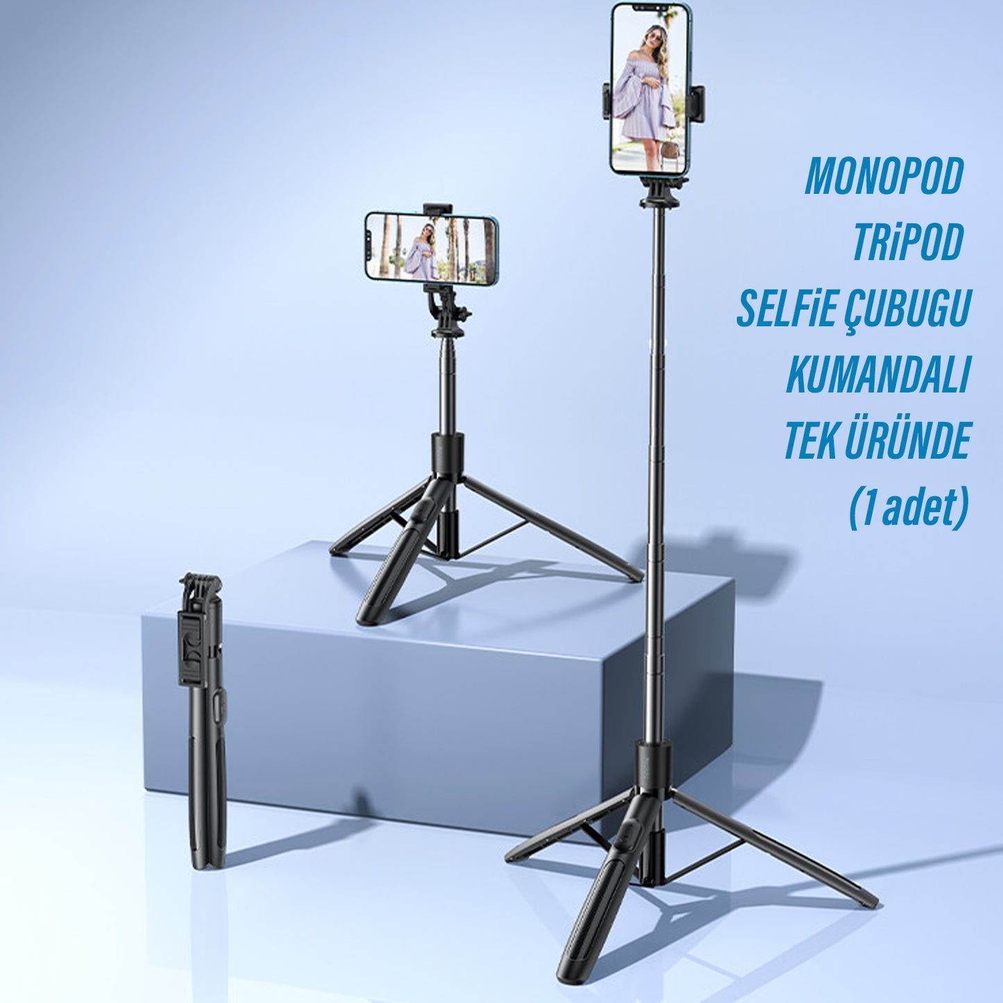 Monopod Tripod Selfie Çubuğu Bluetooh Uzaktan Kumandalı 158cm Yesido SF13