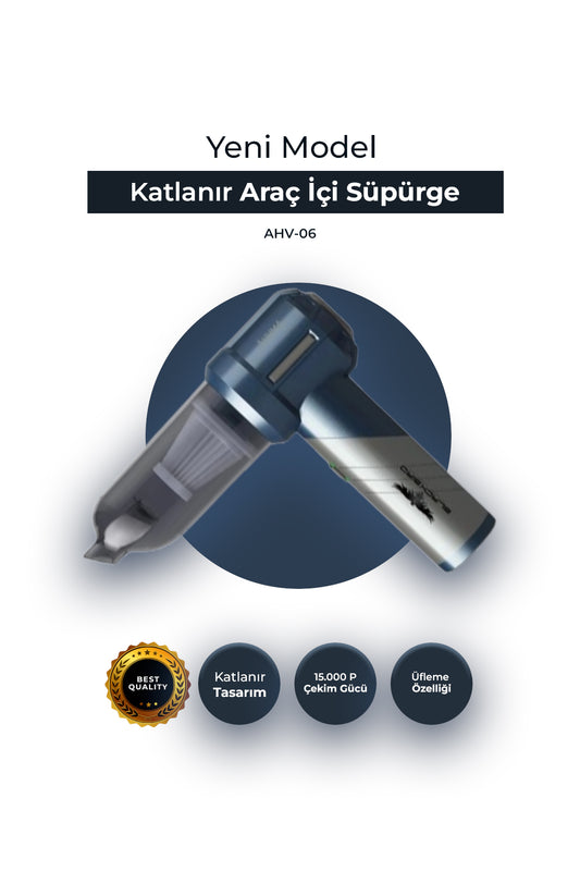 Auhma AHV-06 Kablosuz Taşınabilir Araç İçi El Süpürgesi 15000PA Güçlü Vakum ve Üfleme