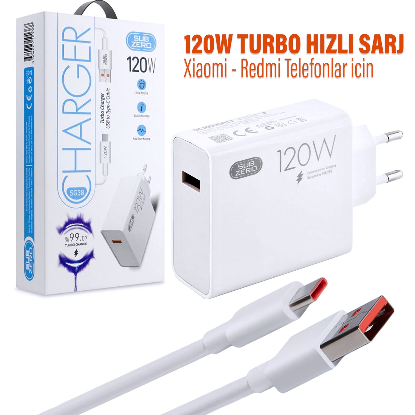 120W Turbo Hızlı Şarj Aleti Subzero SG38