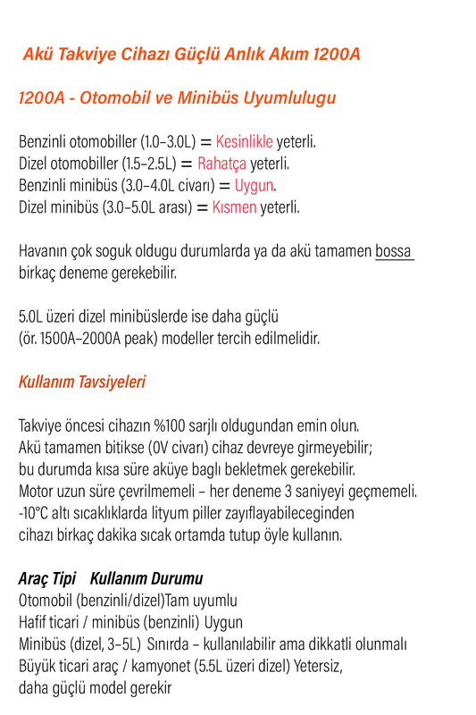 Auhma A7711 Jump Starter / Akü Takviye Cihazı | 4'ü 1 Arada Powerbank, Hava Kompresörü