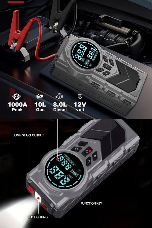 Akü Takviye Powerbak Marş Basma Cihazı 150 Psi Kompresör Pomba 8000mAh - 1000A Jump Starter