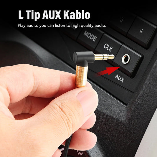 Aux Kablo L Tipi 90 Derece Aux Ses Uzatma 1 Metre 3.5 Mm Jack Subzero AX55