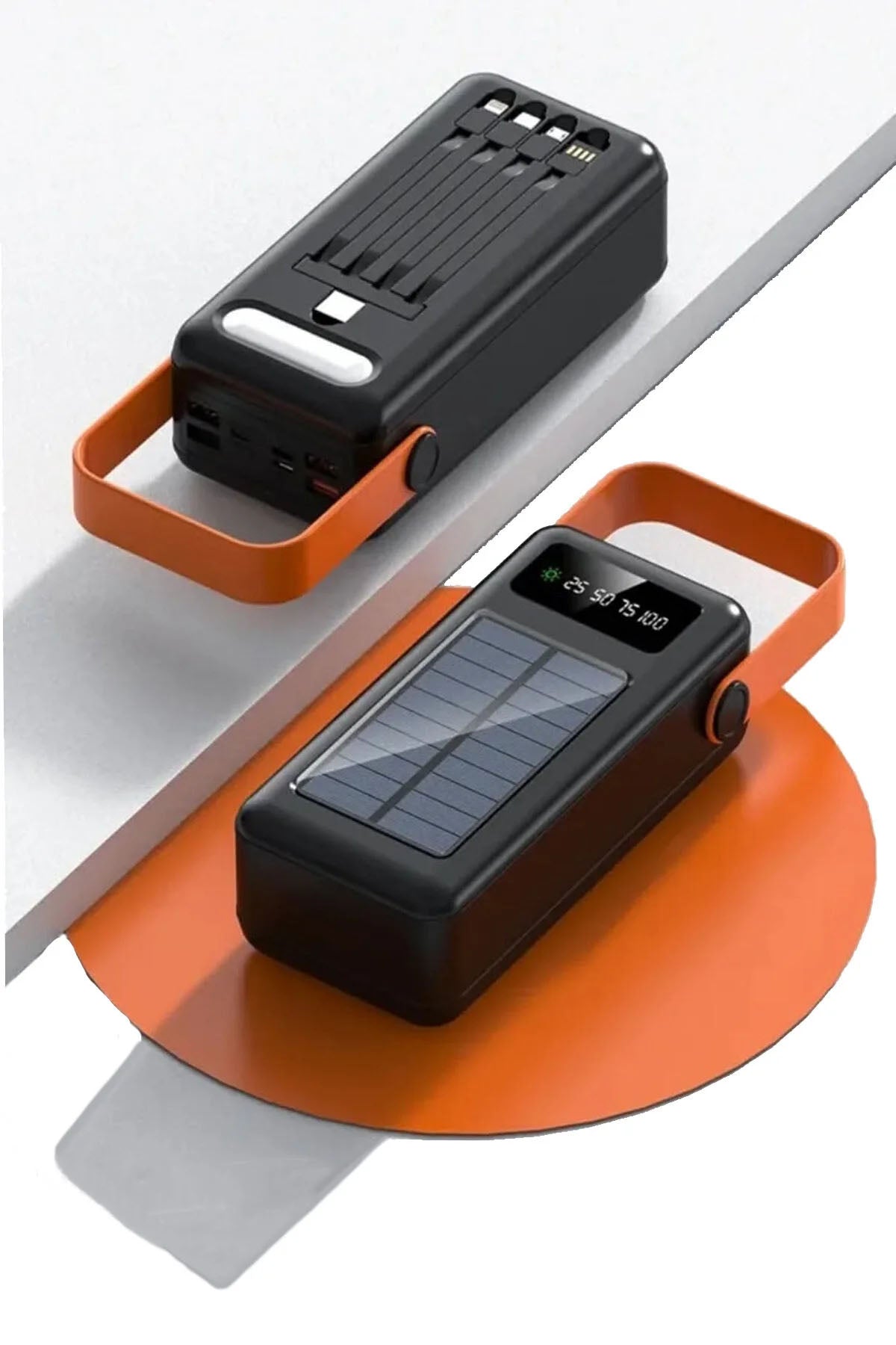 Güneş Enerjili 50.000 mAh Powerbank Hızlı Şarj Kamp Ledli Işıklı Powerbank Kendinden Kablolu Solar