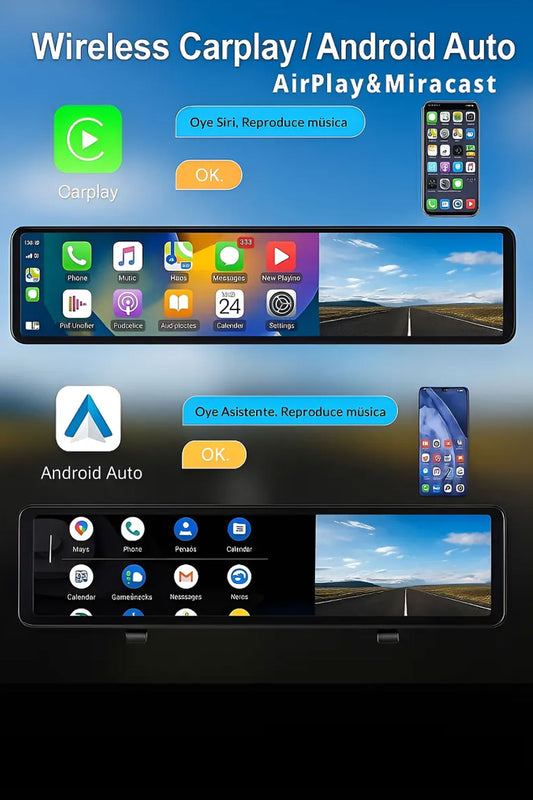 Araç Kamerası Carplay & Android Multimedya 4K Ön ve Arka Kameralı 12" Dikiz Aynası