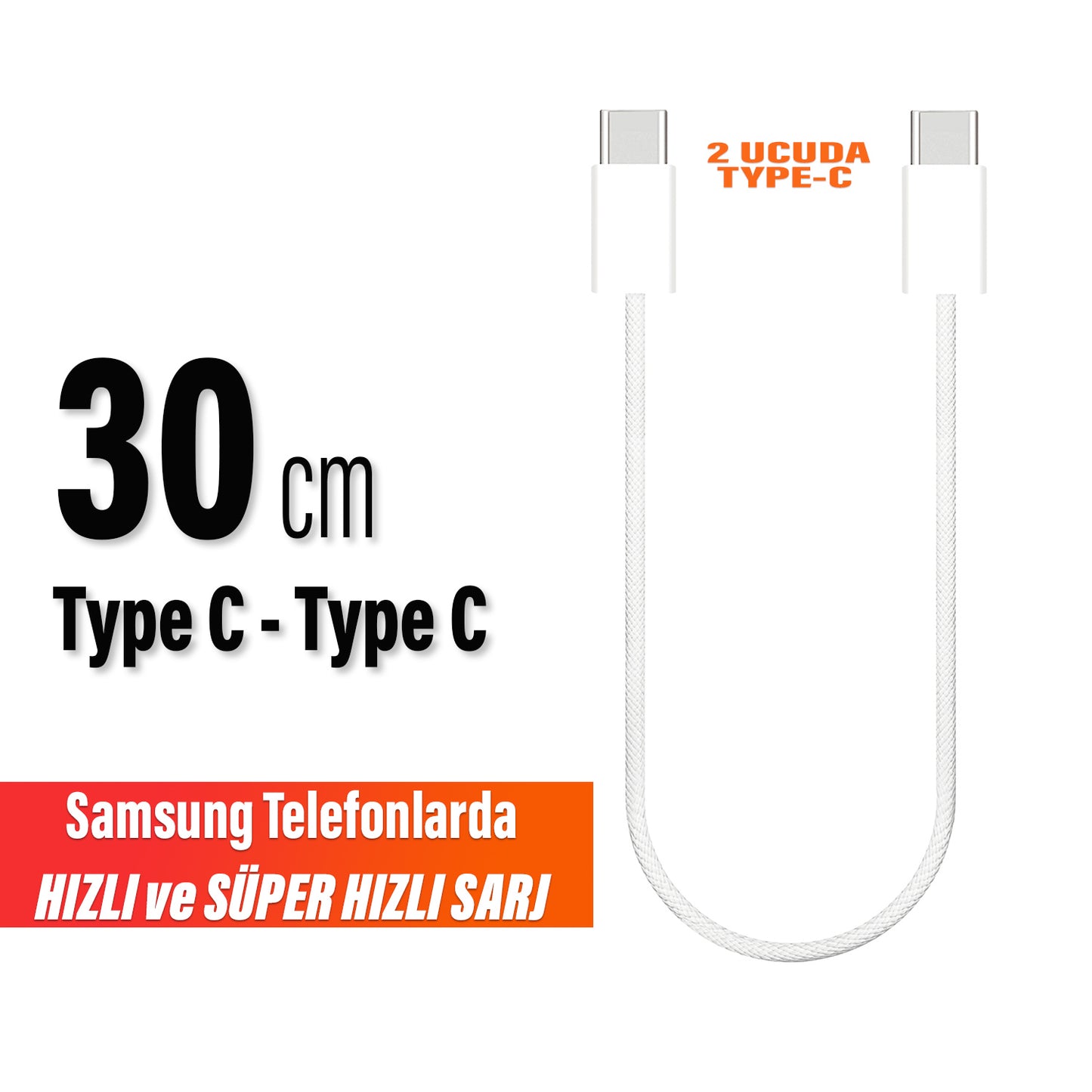 30 cm TYPE C Şarj Kablosu HIZLI Şarj
