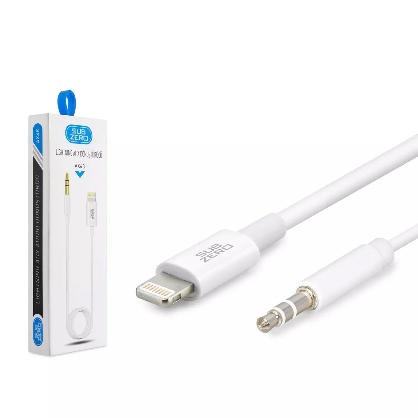 iPhone Uyumlu Araç AUX Kablosu 1 metre Lightning 3.5mm Jack Subzero AX48