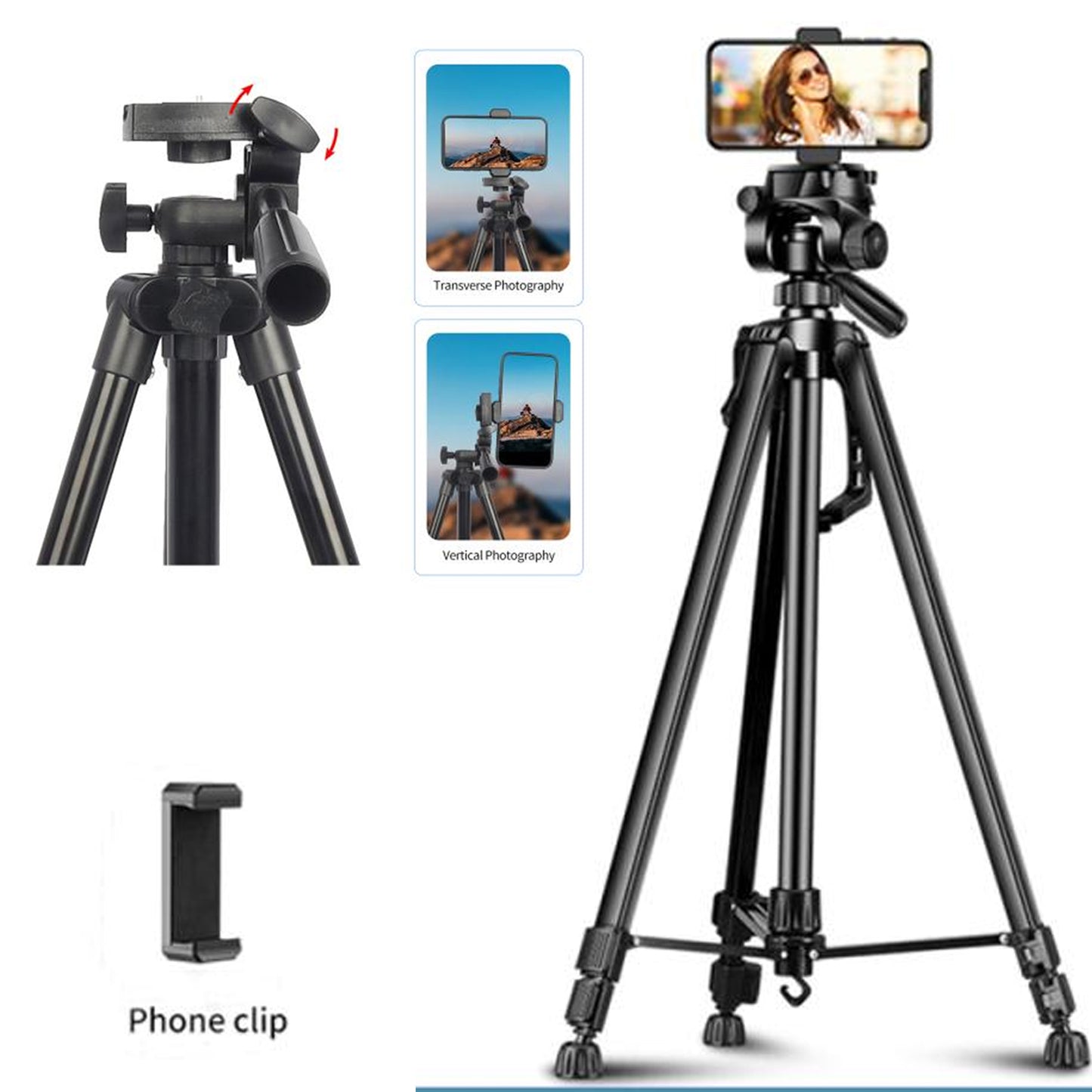 Tripod 150cm Alüminyum Ayaklı Telefon - Fotoğraf Makinesi Tripodu - Ayak