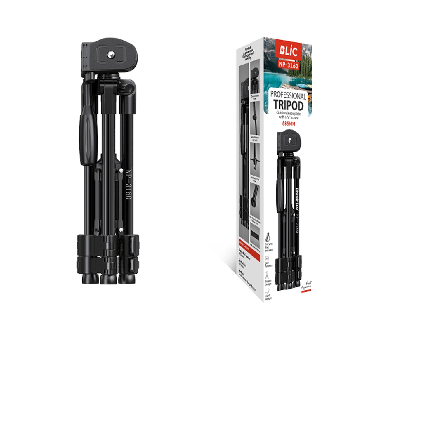 Tripod 68cm - Fotoğraf Makinesi Telefon Video Çekimi Tripodu Orta Boy 3 Ayak Sabitleyici