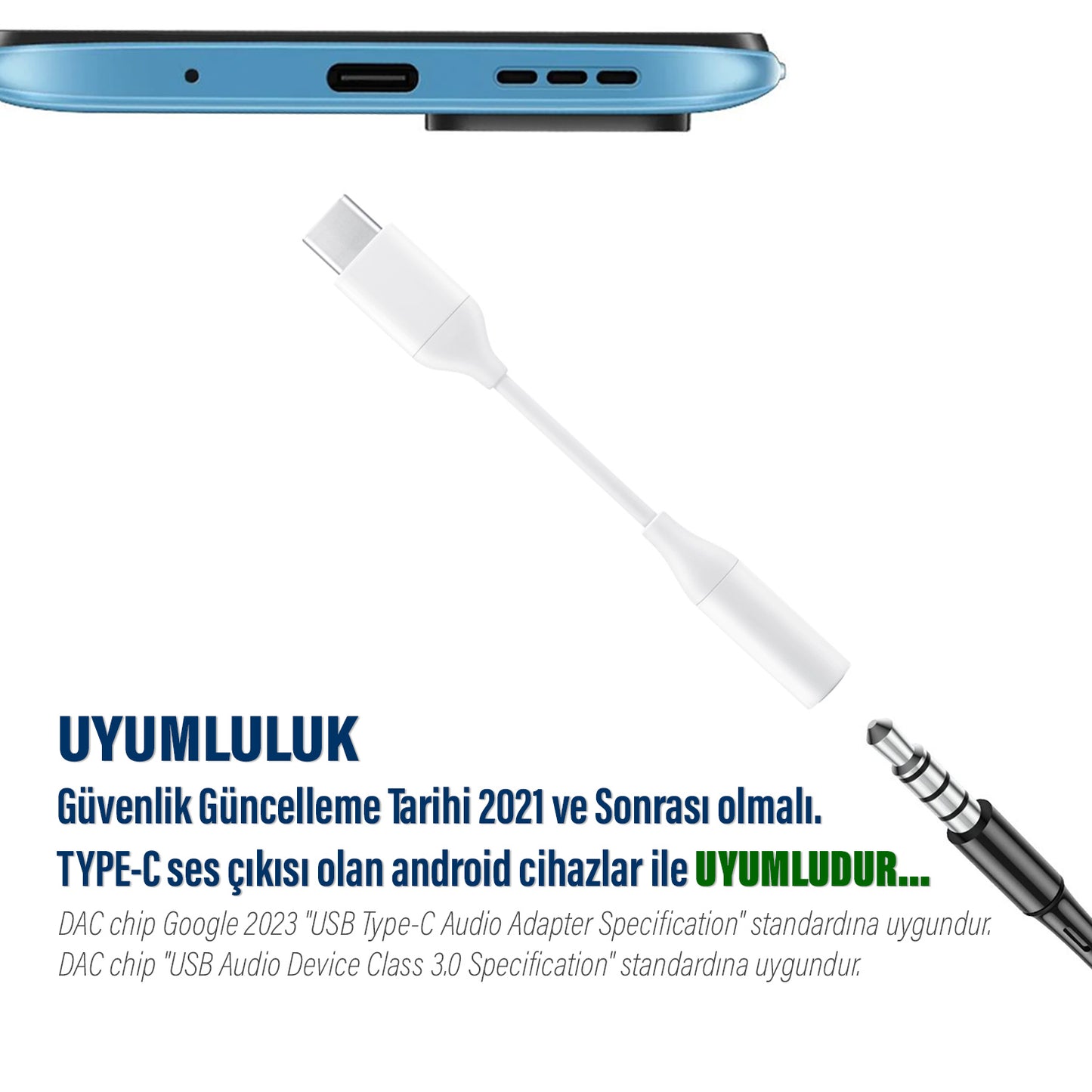 Type-C Kulaklık Çevirici Subzero AD20 Dönüştürcü Type-C- 3.5mm AUX Kablo