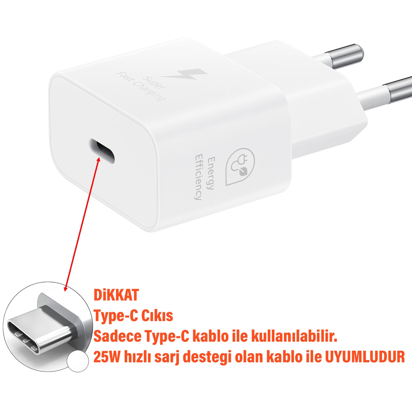 Samsung EP-T2510N Type-C Şarj Aleti 25W Süper Hızlı Şarj Orjinal Samsung