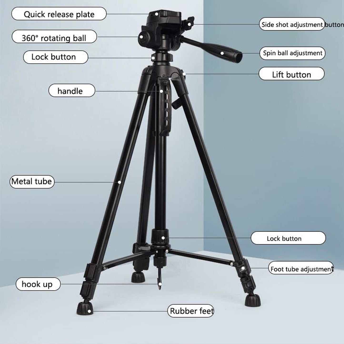Tripod 150cm Alüminyum Ayaklı Telefon - Fotoğraf Makinesi Tripodu - Ayak